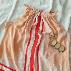 New York & Company orange tie sleeveless top
